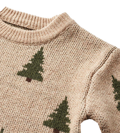 Wheat Blouse - Knitted - Jacquard - Off White w. Christmas trees