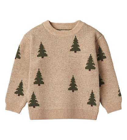 Wheat Blouse - Knitted - Jacquard - Off White w. Christmas trees
