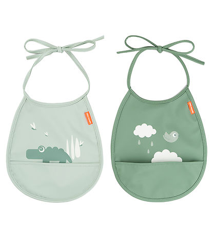 Done by Deer Lätzchen - PU - 2er-Pack - Croco Green