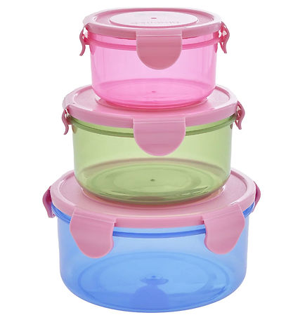 Rice Food container - 3-Pack - 0.4/0.8/1.5 L - Red/Green/Blue/Pi