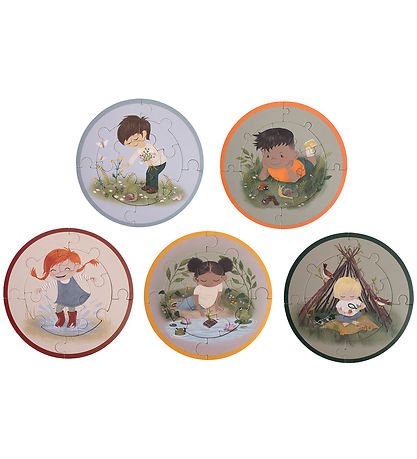 Filibabba Jigsaw Puzzle-Set - Round - 5x9 Bricks - Little Advent