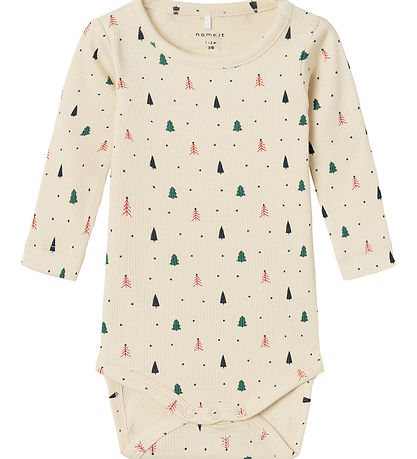 Name It Bodysuit L/æ - Rib - NbnDab - Summer Sand w. Christmas T