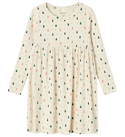 Name It Dress - Rib - NmfDab - Summer Sand w. Christmas Trees