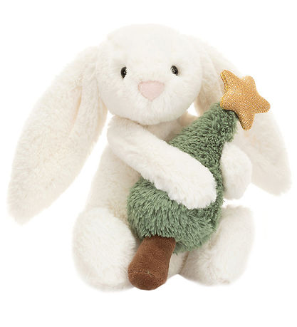 Jellycat Soft Toy - 18x9 cm - Bashful Bunny with Christmas Tree