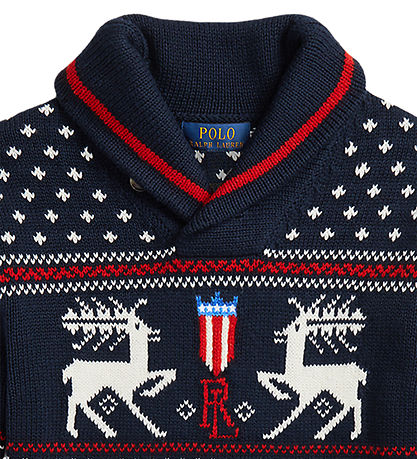 Polo Ralph Lauren Blússa - Bómull/Ull - Dökkblátt M. Mynstur