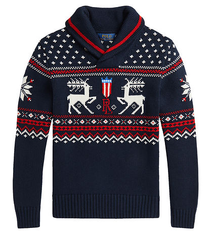 Polo Ralph Lauren Blússa - Bómull/Ull - Dökkblátt M. Mynstur