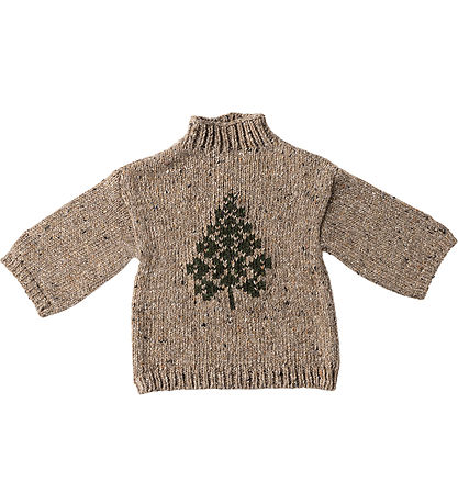 Maileg Julesweater for Elf boy - Size6 - Beige/Christmas tree