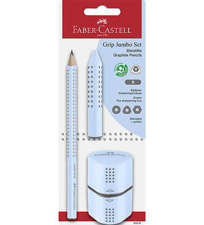 Ensemble de crayons Faber-Castell - Grip Jumbo - 3 Parties - Sky