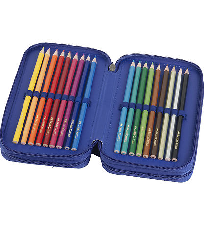 Faber-Castell Pencil Case w. Contents - Dinosaur - Blue