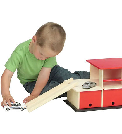 Krea Garage - Wood - 43x24 cm - Red/Natural