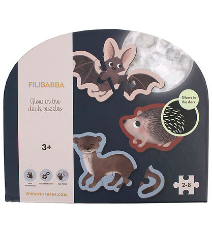 Filibabba Jigsaw Puzzle - Glow-In-The-Dark - 2-8 Bricks - Animal