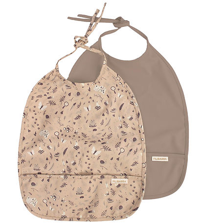 Filibabba Lätzchen m. Tasche - PU - 2er-Pack - Little Wonders/Wa