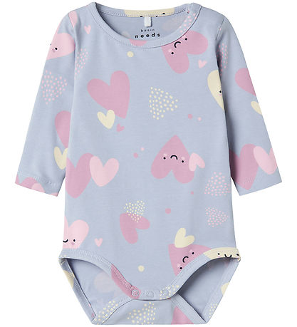 Name It Bodysuit L/æ - NbfVandora - Icelandic Blue/Hearts