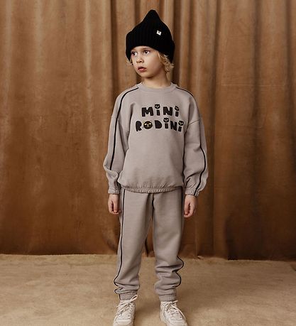 Mini Rodini Sweatpants - Plain Piping - Grey