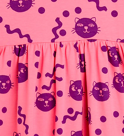 Mini Rodini Kjóll - Squiggly Cats AOP - Bleikt