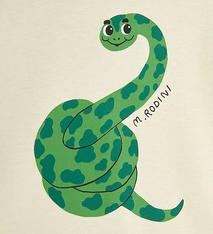 Mini Rodini Stuttermabolur - Snake Upp - Offwhite