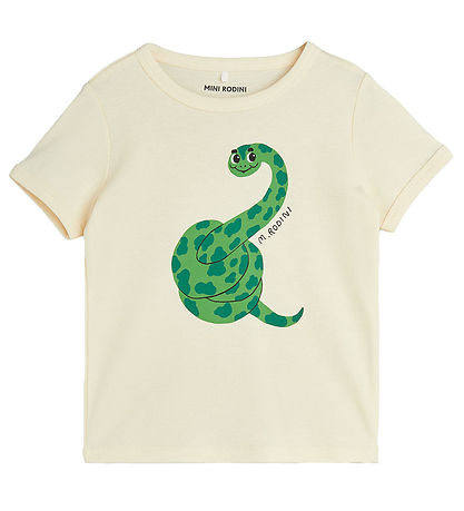Mini Rodini Stuttermabolur - Snake Upp - Offwhite