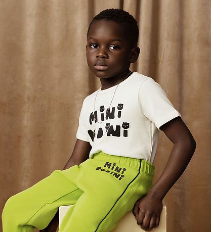 Mini Rodini Stuttermabolur - Kettir - Offwhite