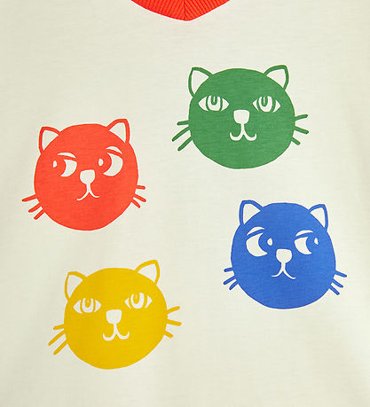 Mini Rodini T-shirt - Cool Cats - Offwhite