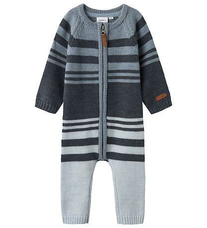 Name It Jumpsuit - Wool - NbmWriss - Ombre Blue w. Stripes