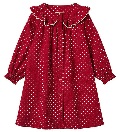 Fliink Kjóll - Flauel - Dolly Dot - Pompeian Red
