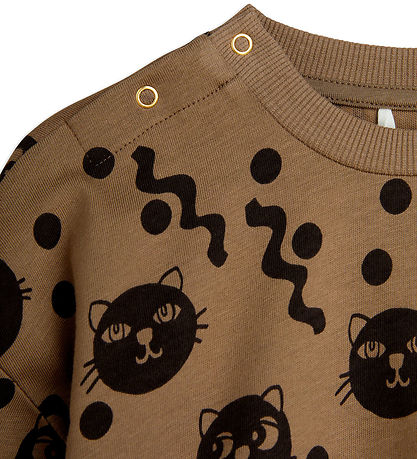 Mini Rodini Ungbarnasett - Squiggly Cats AOP - Brown