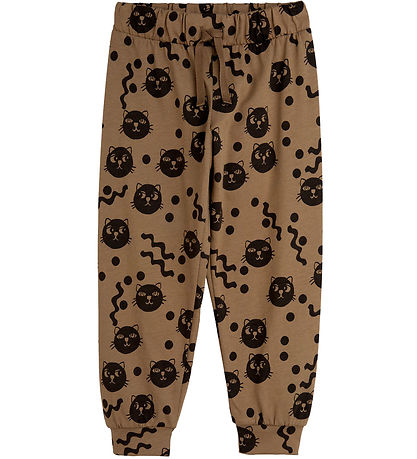 Mini Rodini Joggingbroek - Kronkelige katten AOP - Brown