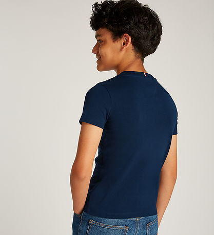 Tommy Hilfiger Stuttermabolur - Mini Líkami Lógó - Dark Nótt Dök
