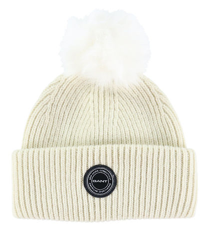 GANT Beanie - Knitted - Wool - Pom Pom - Cream