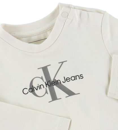 Calvin Klein Bluse - Monogramm - Turteltaube