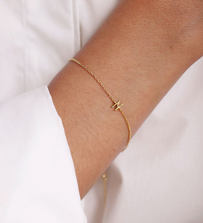 Design Letters Armband - N - 18K gullhúðað