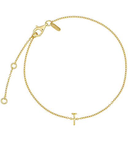 Design Letters Armband - T - 18K gullhúðað
