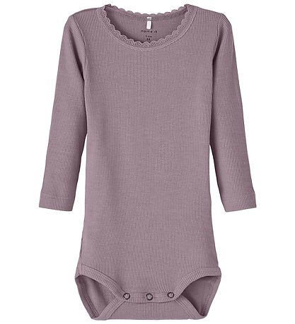 Name It Bodysuit L/æ - Noos - NbfKab - Elderberry/Melange
