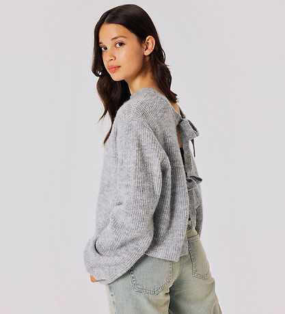 LMTD Blússa - Prjónað - NlfBowBack- Light Grey Melange