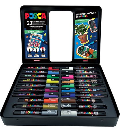 Posca Tússlitir M. Málmkassi - 20 Stk. - Pop Litir