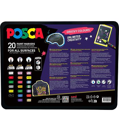 Posca Tússlitir M. Málmkassi - 20 Stk. - Groovy Litir