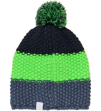 Color Kids Beanie - Knitted - Green Gecko w. Pom-Pom