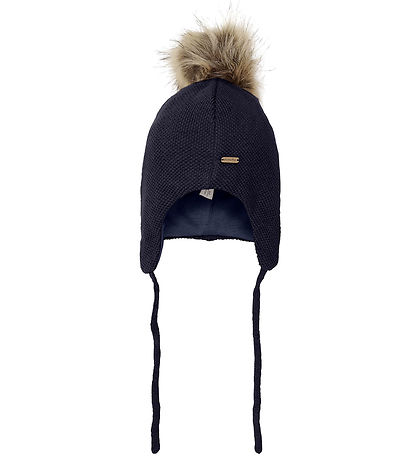 Minymo Beanie - Wool/Cotton - Parisian Night w. Faux Fur