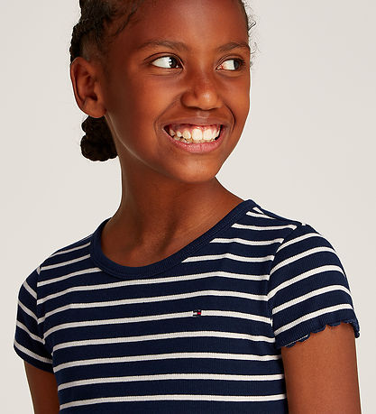 Tommy Hilfiger T-shirt - Rib - Blue Base White Stripe