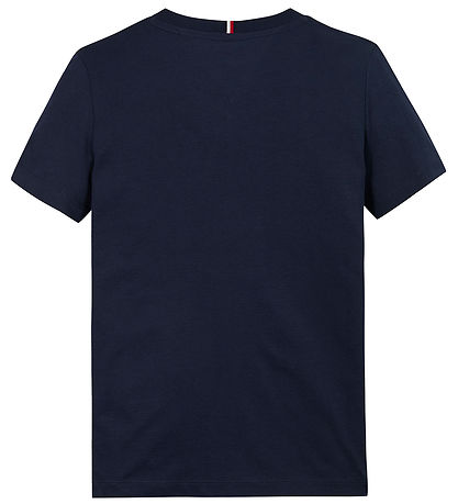 Tommy Hilfiger Stuttermabolur - Eingerð 1985 - Dark Nótt Dökkblá