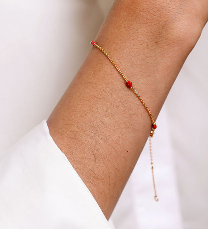 Design Letters Armband - Klein BIG Love - Gold/Rot
