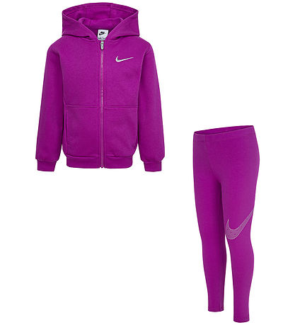 Nike Set - Cardigan/Leggings - Heiß Fuchsia m. Silber