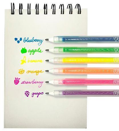 Ooly Ballpoint pens w. Fruit scent - Neon - 6 pcs - Yummy+ Yummy