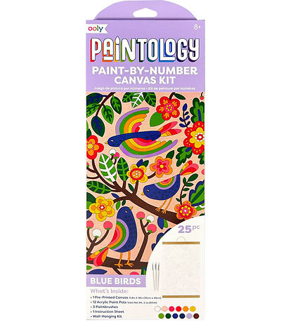 Ooly Paint Set - Paint Town Number Canvas Kit - Blue Birds