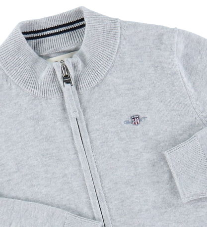 GANT Cardigan - Shield Cotton Póstnúmer - Prjónað - Light Grey M