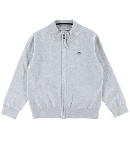 GANT Cardigan - Shield Cotton Póstnúmer - Prjónað - Light Grey M