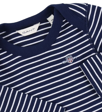 GANT Samfella L/æ - Shield Striped - Marine