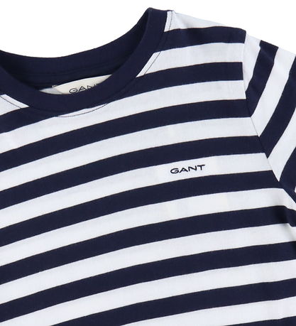 GANT Stuttermabolur - Striped Shield - Evening Blue