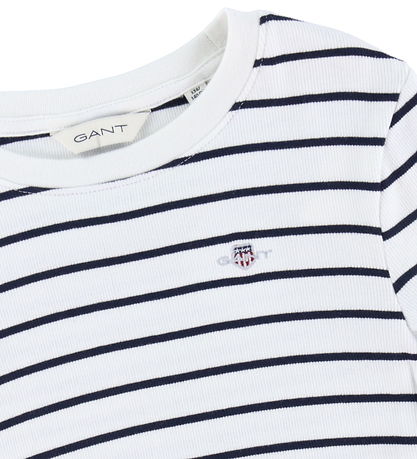 GANT T-shirt - Striped Shield Slim - Rib - Eggshell