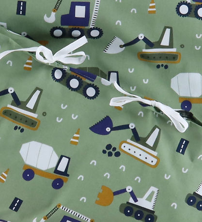 Nørgaard Madsens Bedding - Baby - Green w. Work machines